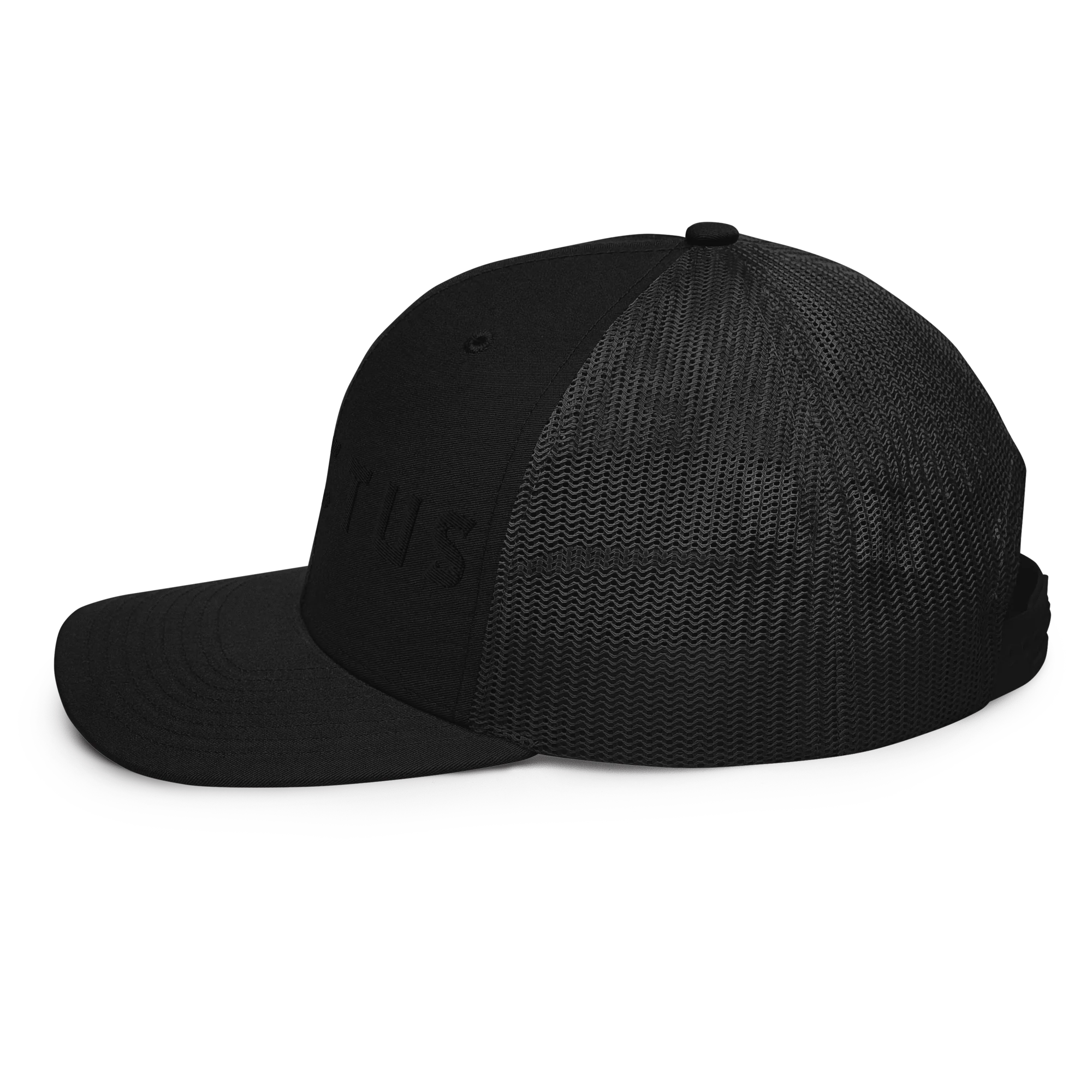 Sanctus Black on Black 3D Puff Trucker Cap - Image 7