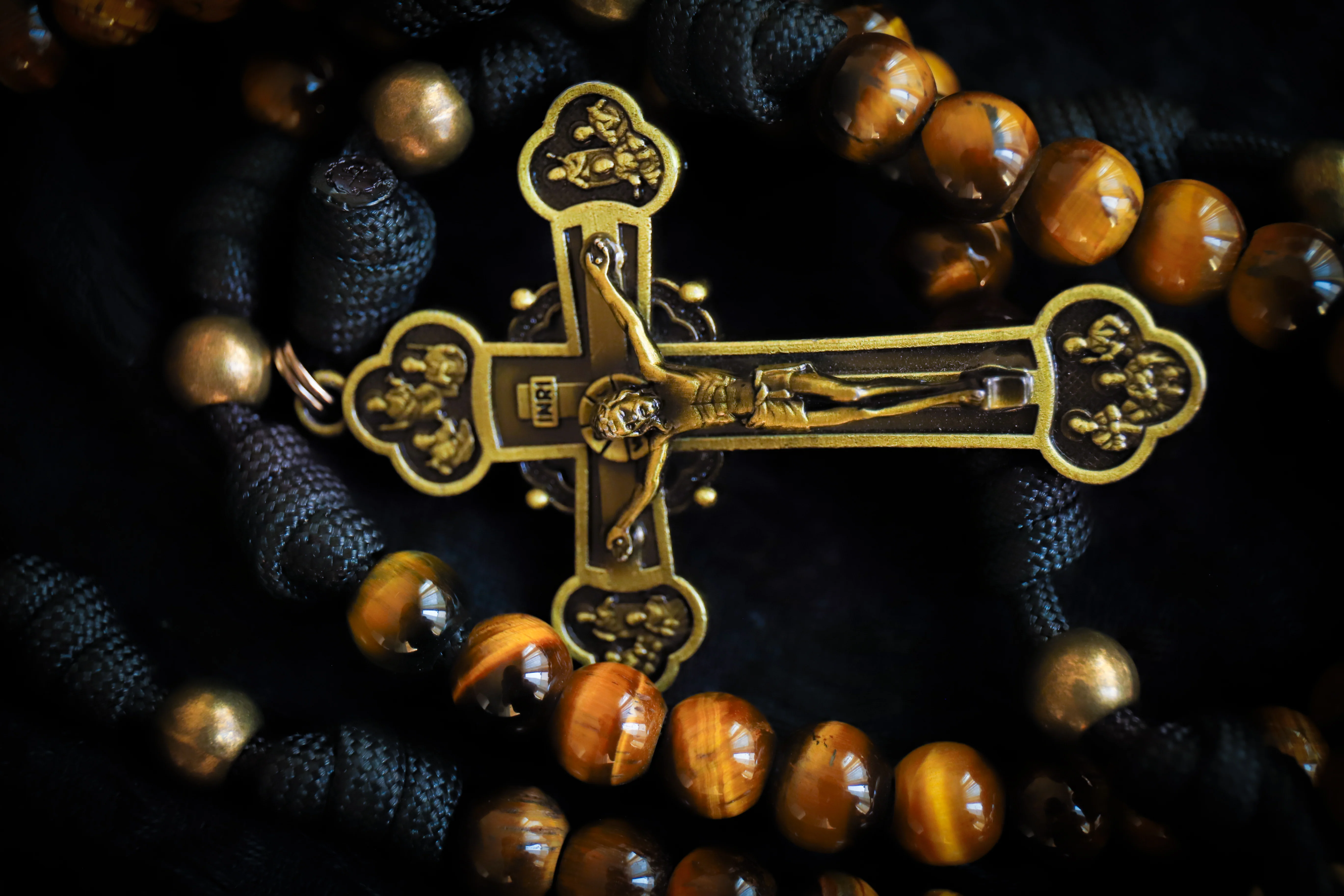 Limited Edition Apostolic Belt Rosary - Tiger's Eye Stone and Brass - Image 10