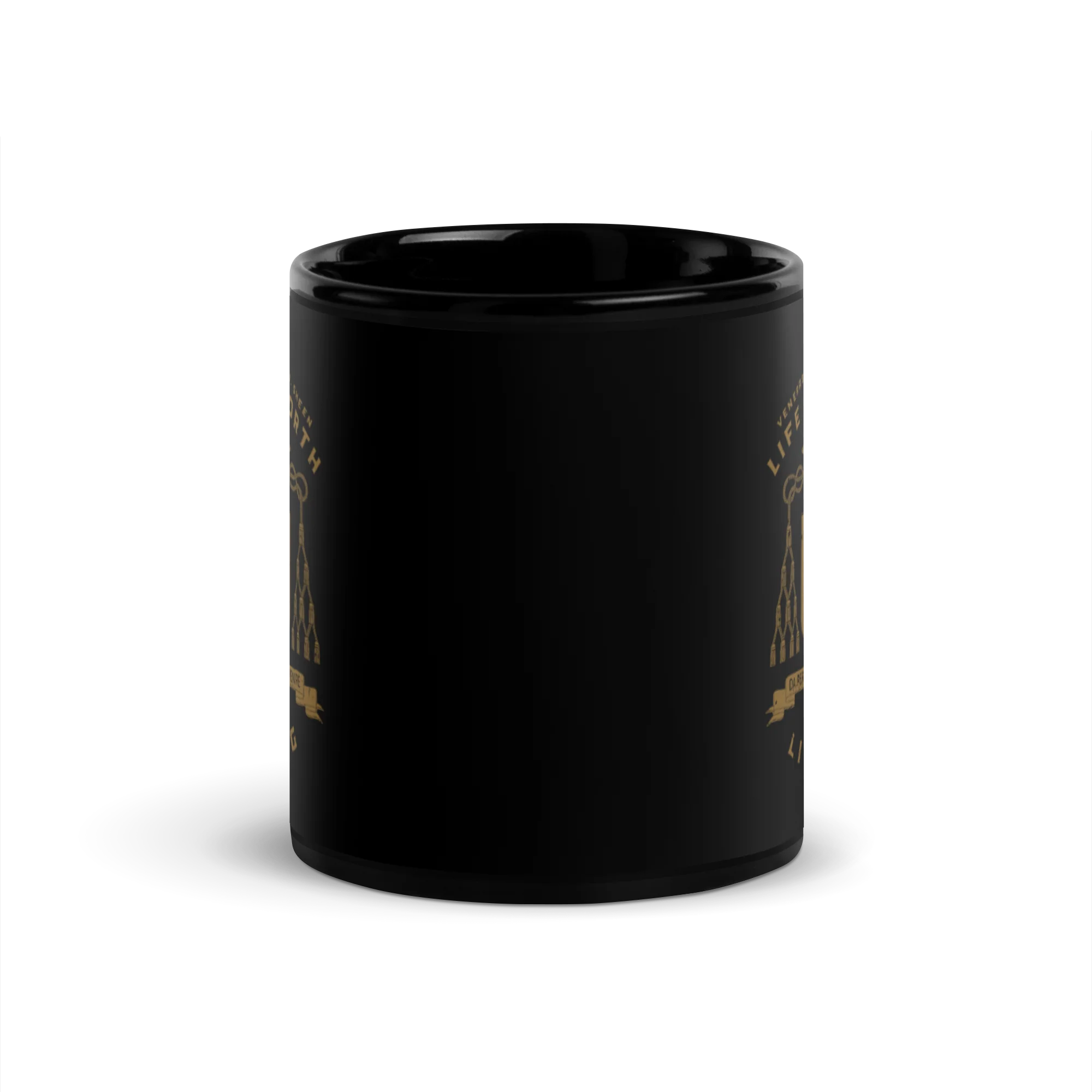 Bl. Fulton Sheen Coat of Arms Black Glossy Mug - Image 5