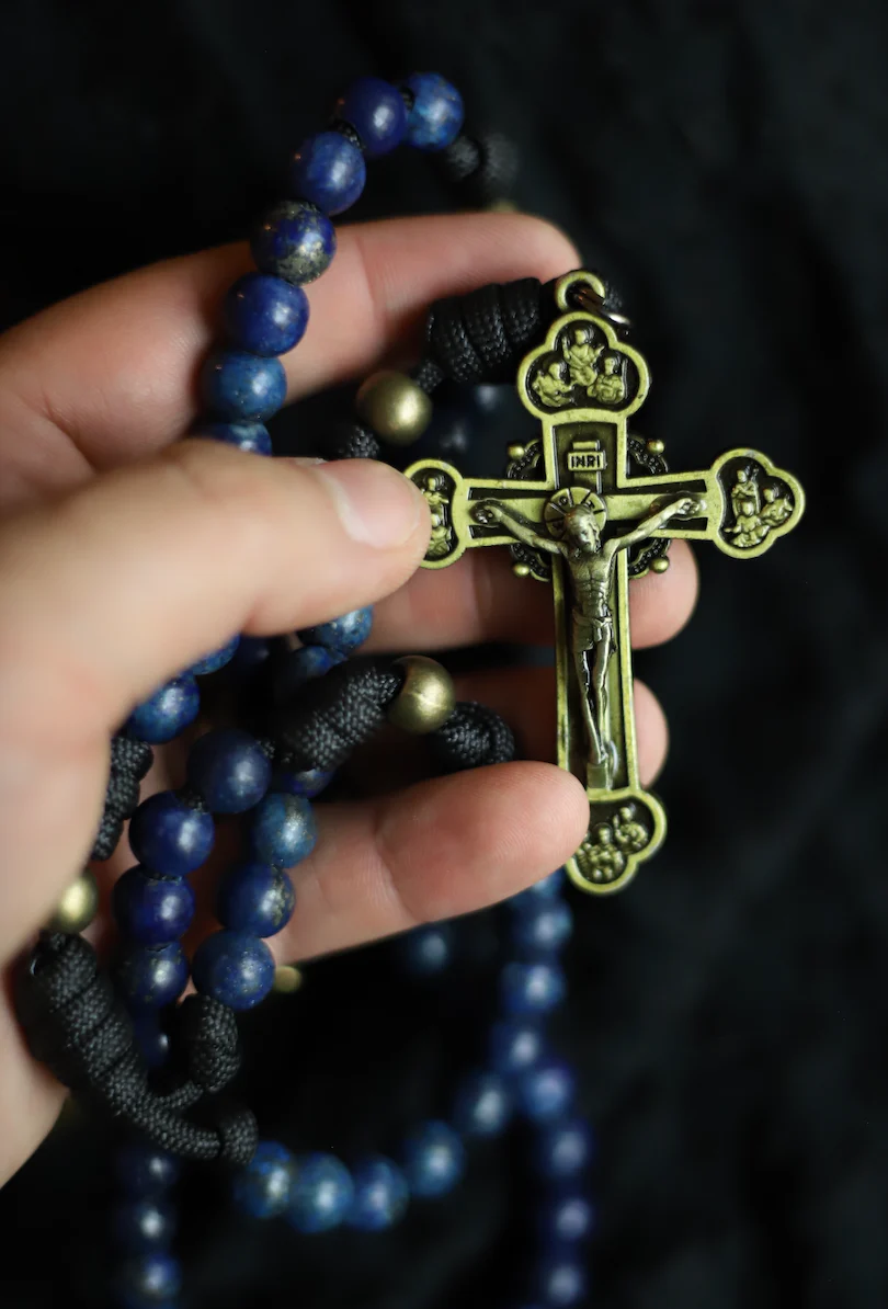 Limited Edition Apostolic Belt Rosary - Lapis Lazuli Stone and Brass - Image 4