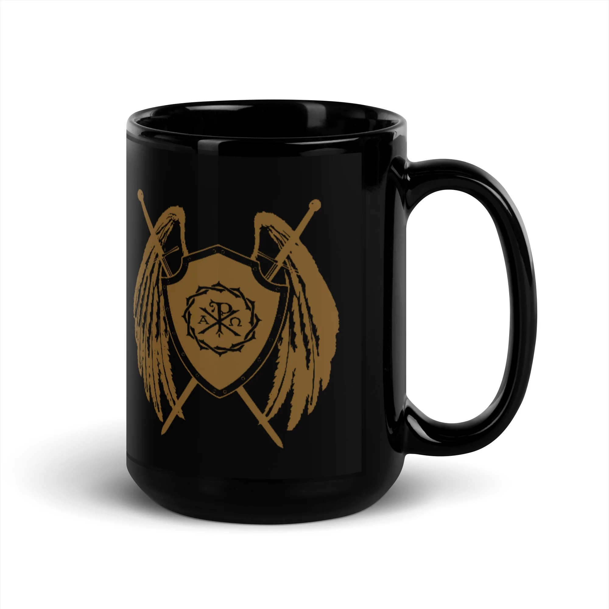 Sanctus Black Glossy Mug - Image 2