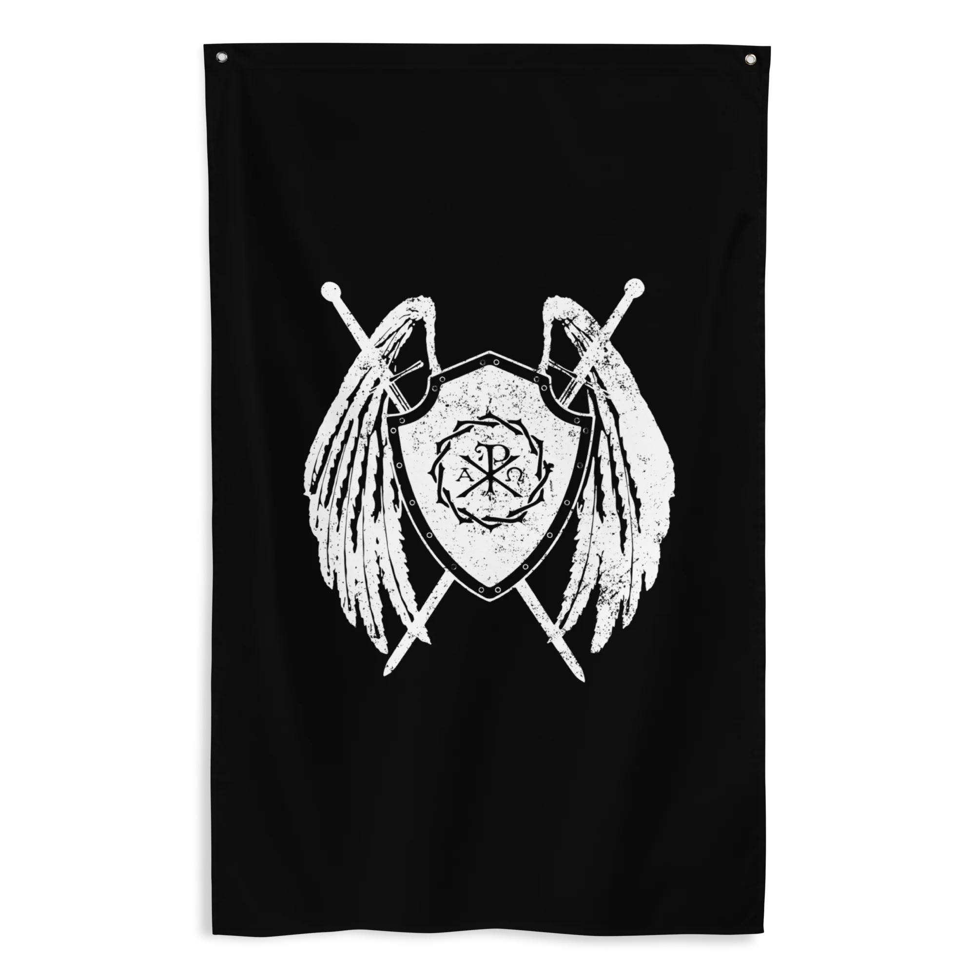 Sanctus Crest Flag - Black & White