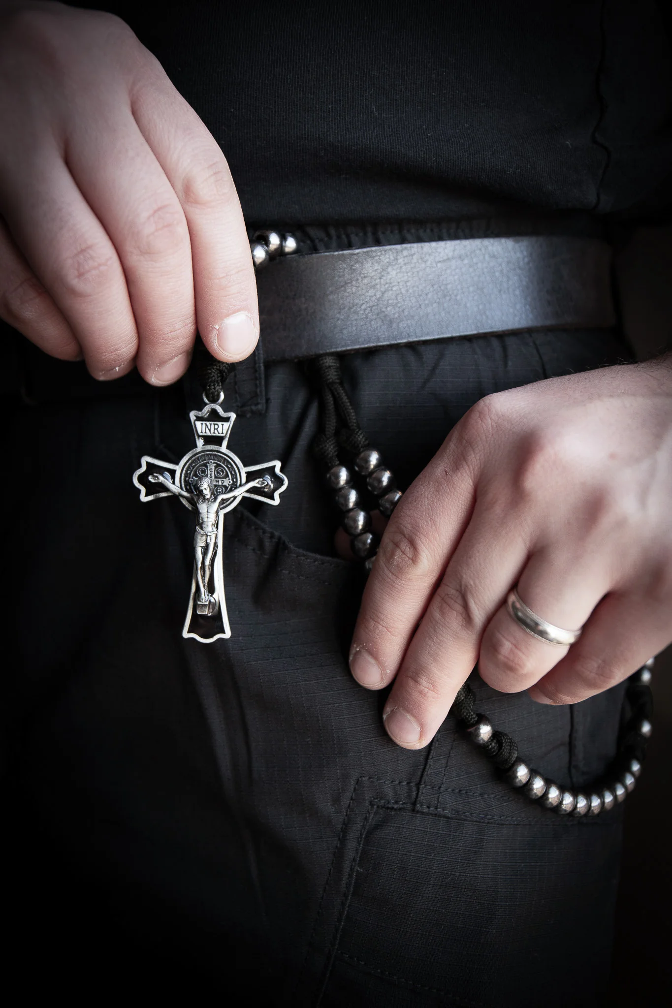 Sanctus Open Carry Belt Rosary  MKIII - Black & Gunmetal - Image 5